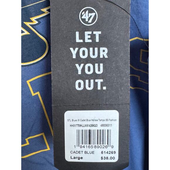 47 Brand - St. Louis Blues Shirt w/Yellow Shoulder Stripes - Picture 6 of 6